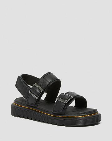 Kids' Dr Martens Junior Kyle Leather Sandals Black | AU 721ZUT